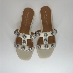 Kurt Geiger Beige Sandals with Multicolor Embellishments